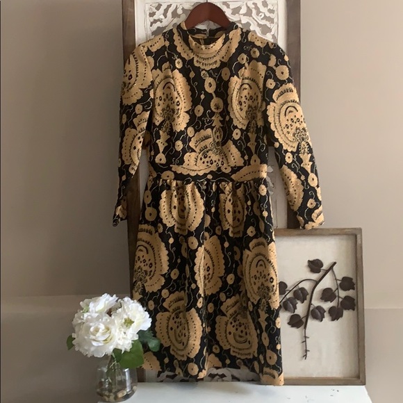 Vintage 1960s black and gold brocade party dress - Picture 1 of 3